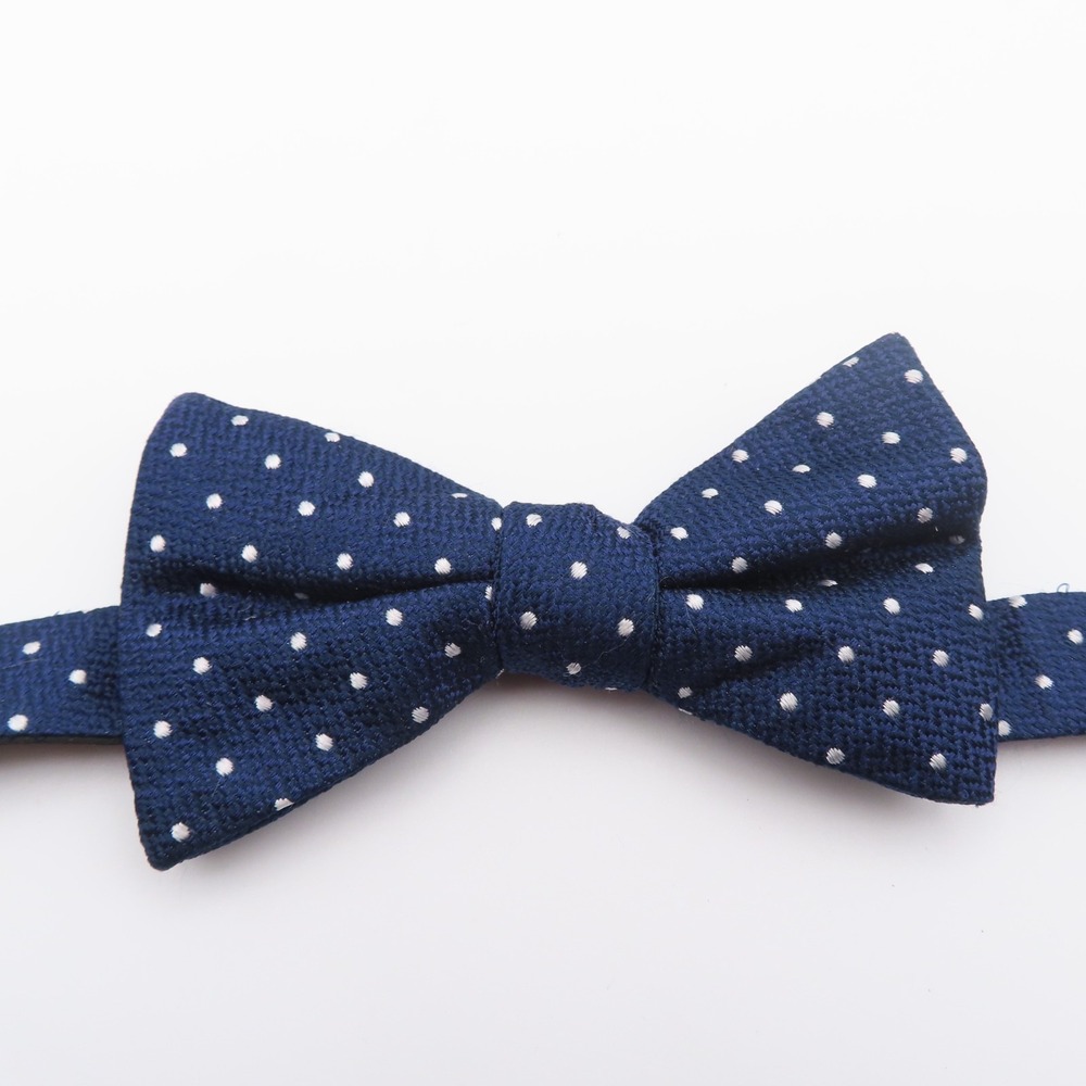 Express Bow Tie Blue White Polka Dot 2" Wide Pre Tie Silk Tuxedo